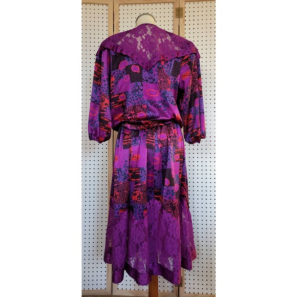 -Vintage Diane Freis Silk 2 Piece Dress Purple Red - Picture 12 of 16